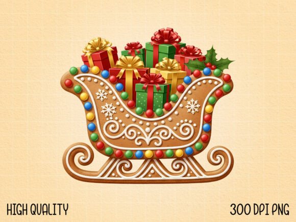 Download Gingerbread Sleigh with Christmas Gifts - Premium Bundle