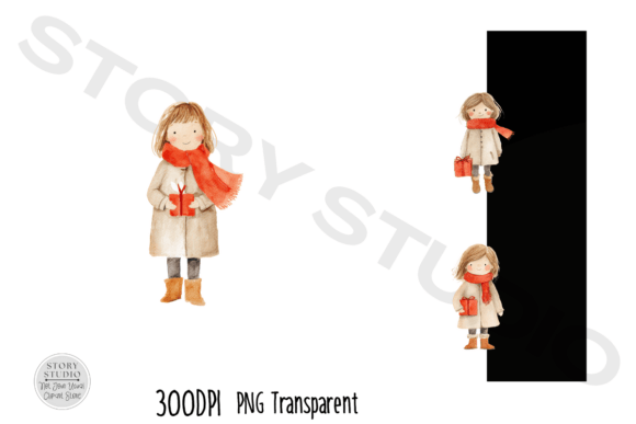 Download Cute Winter Girls with Christmas Gifts - Premium Bundle