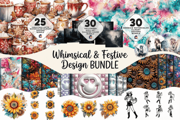 Download Whimsical &amp; Festive Watercolor Clipart - Festive watercolor Collection