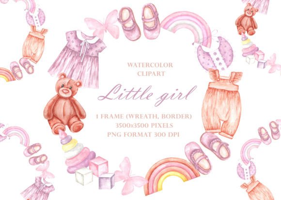 Download Baby Girl Watercolor Wreath, Frame. - Baby girl Collection